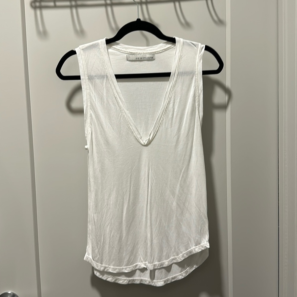 Stillwater deep v white tank top